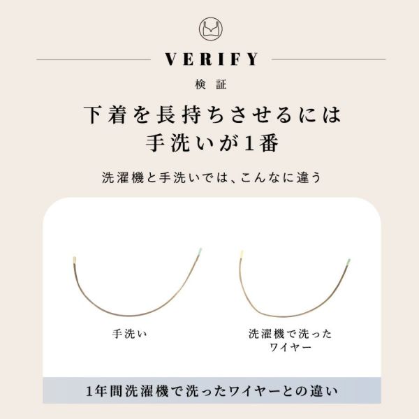 1年間洗濯機で洗ったワイヤーとの違い　下着を長持ちさせるには手洗いが1番　洗濯機と手洗いでは、こんなに違う